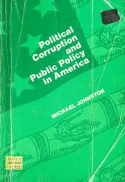 Cover of: Political corruption and public policy in America