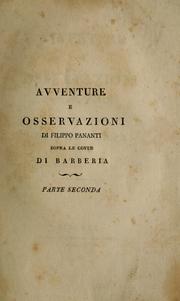 Cover of: Avventure e osservazioni de Filippo Pananti sopra le coste di Barberia.