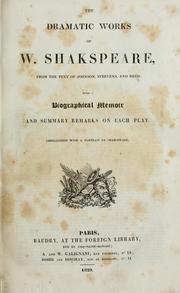 Cover of: The Dramatic Works of W. Shakspeare by William Shakespeare
