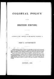 Cover of: Colonial policy of the British Empire