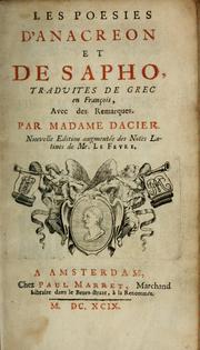 Cover of: Les Poesies d'Anacreon et de Sappho