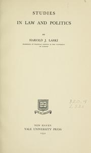 Studies in law and politics by Harold Joseph Laski