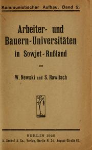 Cover of: Arbeiter- und Bauern-Universitäten in Sowjet-Russland.