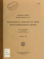 Cover of: Quantitative analysis of some bathythermograph errors