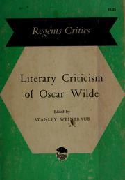 Cover of: Literary criticism of Oscar Wilde. by Oscar Wilde
