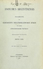 Cover of: Anonymus Argentinensis by herausgegeben und erläutert von Bruno Keil.