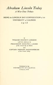 Cover of: Abraham Lincoln today by Langdon, William Chauncy