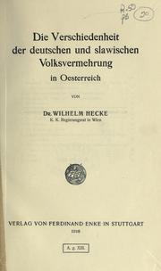 Cover of: Die Verschiedenheit der deutschen und slawischen Volksvermehrung in Oesterreich