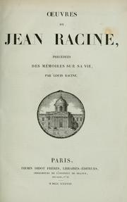 Cover of: Oeuvres de Jean Racine by Jean Racine