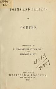 Poems and ballads by Johann Wolfgang von Goethe