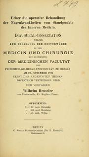 Cover of: Ueber die operative Behandlung der Magenkrankheiten vom Standpunkte der inneren Medizin
