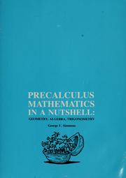 Cover of: Precalculus mathematics in a nutshell by Simmons, George Finlay