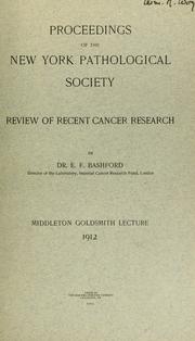 Cover of: Review of recent cancer research by E. F. Bashford