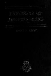 Cover of: Dictionary of American slang by Harold Wentworth