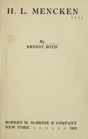 H. L. Mencken by Ernest Augustus Boyd