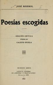 Cover of: Poesías escogidas by José Mármol