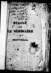 Mémoire pour le Séminaire de Montréal by Jean Henri Auguste Roux