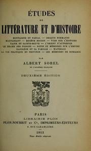 Cover of: Études de littérature et d'histoire by Albert Sorel