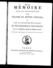 Cover of: Mémoire sur la collection des grands et petits voyages, et sur la collection des voyages de Melchisedech Thevenot