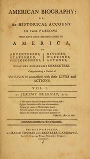 Cover of: American biography by Jeremy Belknap