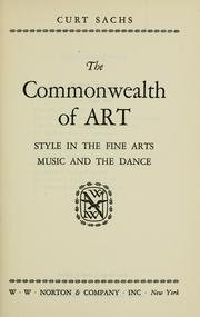 The commonwealth of art by Curt Sachs