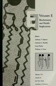 Cover of: Vitamin E: biochemistry and health implications