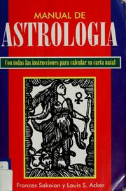 Cover of: Manual de astrología by Frances Sakoian