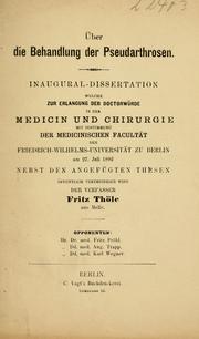 Cover of: Uber die Behandlung der Pseudarthrosen by Fritz Thole