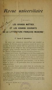 Cover of: Les grands maîtres et les grands courants de la littérature française moderne