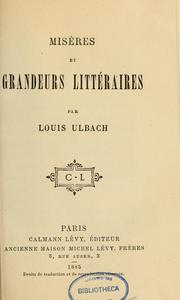 Cover of: Misères et grandeurs littéraires