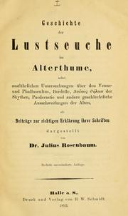 Cover of: Geschichte der Lustseuche im Alterthume by Julius Rosenbaum