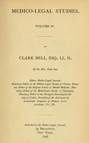 Cover of: Medico-legal studies | Clark Bell
