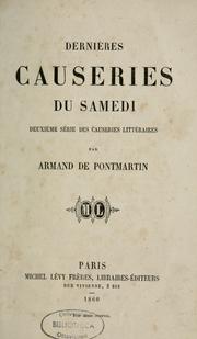 Cover of: Dernières causeries du samedi: deuxième série des causeries littéraires
