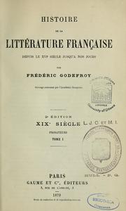 Histoire de la littérature française by Frédéric Godefroy