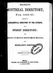 Cover of: Mackay's Montreal directory for 1866-67 by Lovell, John