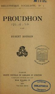 Cover of: Proudhon by Hubert Bourgin