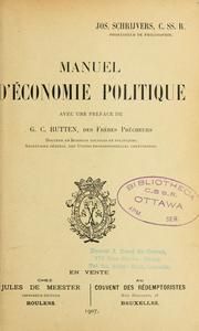 Cover of: Manuel d'économie politique