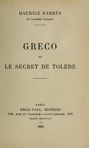 Cover of: Greco, ou, Le secret de Tolède