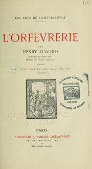 Cover of: L'orfèvrerie