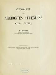 Cover of: Chronologie des archontes athéniens sous l'empire by Paul Graindor