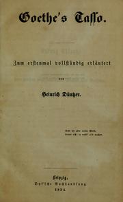 Cover of: Goethe's Tasso