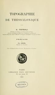 Cover of: Topographie de Thessalonique