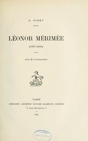 Cover of: Léonor Mérimée, 1757-1836 by Gabriel Pinet