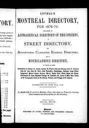 Cover of: Lovell's Montreal directory for 1878-79 by 