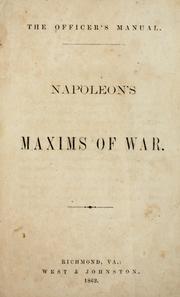 Cover of: Napoleon's maxims of war.