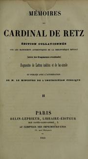 Cover of: Memoires du cardinal de Retz by Jean François Paul de Gondi de Retz