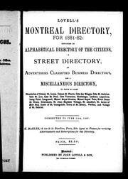 Cover of: Lovell's Montreal directory for 1881-82 by 