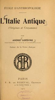 Cover of: L'Italie antique by André Lefèvre