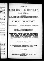 Cover of: Lovell's Montreal directory for 1884-85 by 