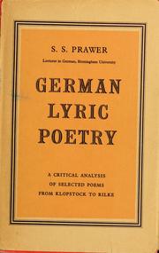 Cover of: German lyric poetry: a critical analysis of selected poems from Klopstock to Rilke